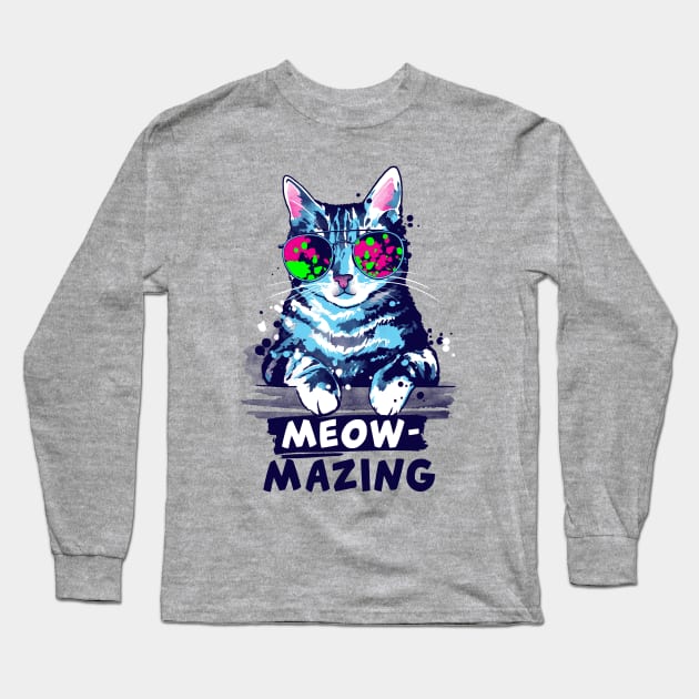 Meowmazing amazing cat Long Sleeve T-Shirt by NemiMakeit